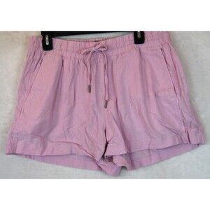 Gap Linen Blend Shorts Womens Large Orchid Pink Drawstring Pull On High Rise EUC